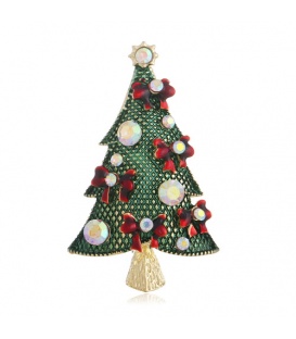 Prachtige groene kerst boom broche met stras steentjes