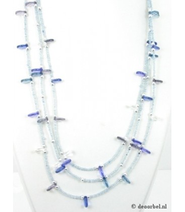 Blauwe kleine kralen halsketting