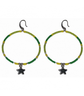 Groene kralen oorbellen met ster