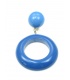 Blauwe oorclips met ronde hanger