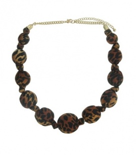 Halsketting met ronde kralen in panterprint