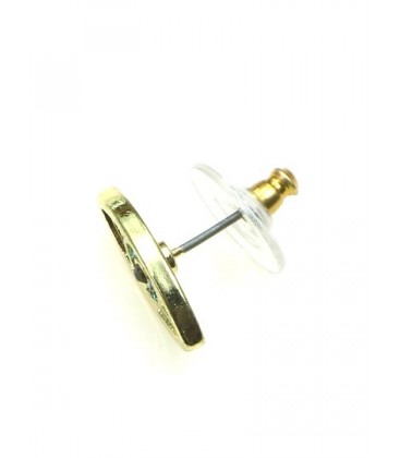 Ovale goudkleurige oorbellen met groene inleg