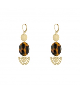 Leuke goudkleurige oorbellen met tortoise print