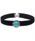 Zwarte trendy choker met Turquoise steen