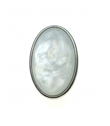 Witte ovale oorclips met kunsthars inleg