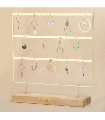 Goudkleurige displayrek dat ruimte biedt voor 72 oorbellen (36 paar)