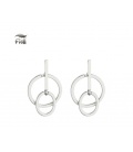 Zilverkleurige oorbellen met 2 ronde hangers