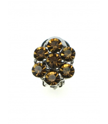 Geelbruine strass steentjes (Swarovski) oorclips
