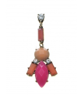 Oorbellen in zilverkleurige zetting met rode facet stenen en heldere strass