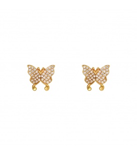 Goudkleurige vlinder oorbellen met kleine steentjes