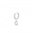 Zilverkleurige oorbel met steentjes en hanger met de letter G