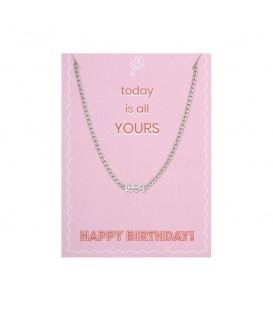 Zilverkleurige halsketting met geboortejaar 1994 en verjaardagskaart