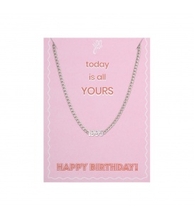 Zilverkleurige halsketting met geboortejaar 1995 en verjaardagskaart