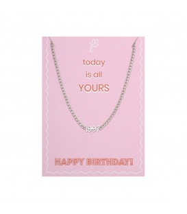 Zilverkleurige halsketting met geboortejaar 1997 en verjaardagskaart
