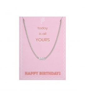 Zilverkleurige halsketting met geboortejaar 1993 en verjaardagskaart