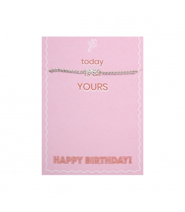 Zilverkleurige armband met geboortejaar 1985 en verjaardagskaart