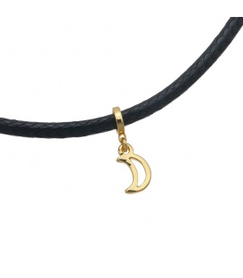 Zwarte trendy choker met hanger in de vorm van een goudkleurig maandje