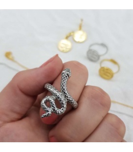Zilverkleurige ring in slangenvorm (16)
