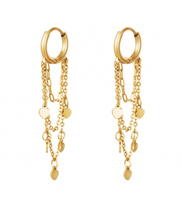 Goudkleurige oorringen met hangende hartjes