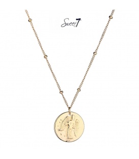 Goudkleurige ketting met ronde bedel met sterrenbeeld maagd