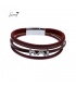Rode leren armband met vijf steentjes