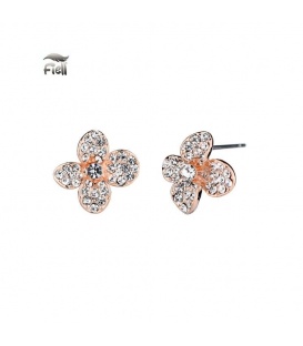 Roségoudkleurige oorknopjes in de vorm van een bloem met steentjes