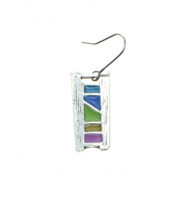 Langwerpige oorhangers met vrolijk gekleurde invulling