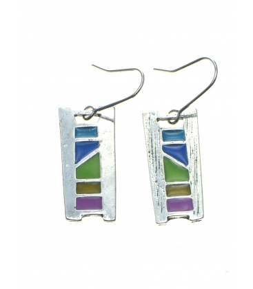 Langwerpige oorhangers met vrolijk gekleurde invulling