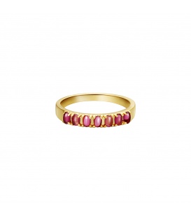 Goudkleurige ring met rode steentjes (17)