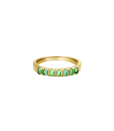 Goudkleurige ring met groene steentjes (16)