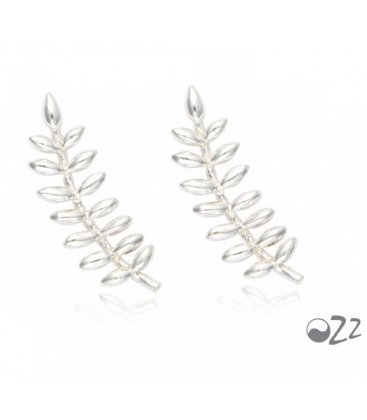 Zilveren (925) oorbellen (earline) in bladvorm