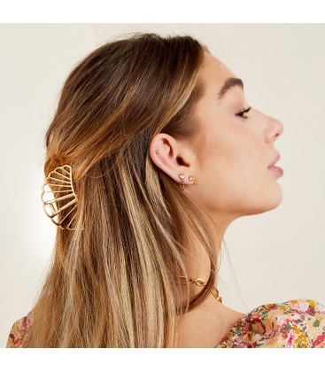 Haarklem goudkleurig schelpvorm 