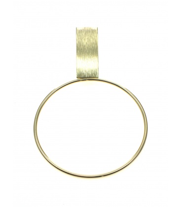 Mooie goudkleurige oorclips met ronde dunne metalen hanger en rechthoekig oor plaatje