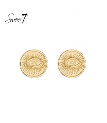 Goudkleurige oorbellen met een afbeelding een oog