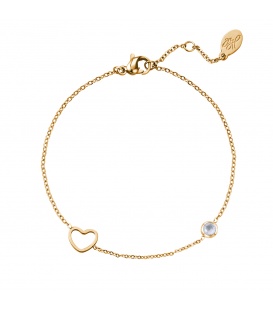 Goudkleurige armband met transparante geboortesteen juni