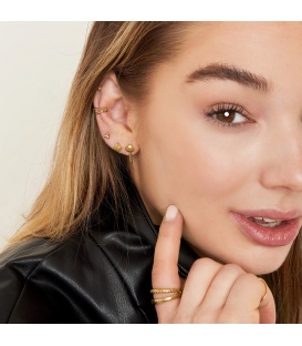 Zilverkleurige dubbele earcuff met touw detail