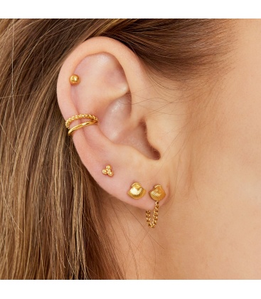 Zilverkleurige dubbele earcuff met touw detail