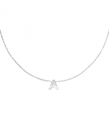Zilverkleurige halsketting met initiaal A