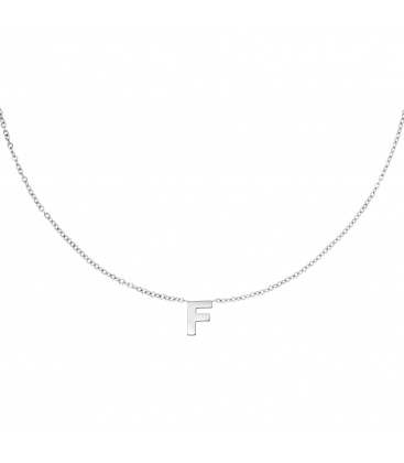 Zilverkleurige halsketting met initiaal F