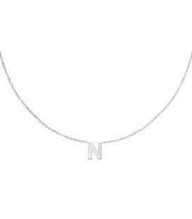 Zilverkleurige halsketting met initiaal N