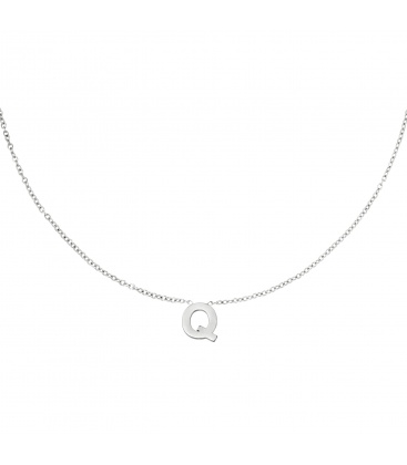 Zilverkleurige halsketting met initiaal Q