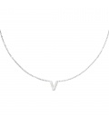Zilverkleurige halsketting met initiaal V