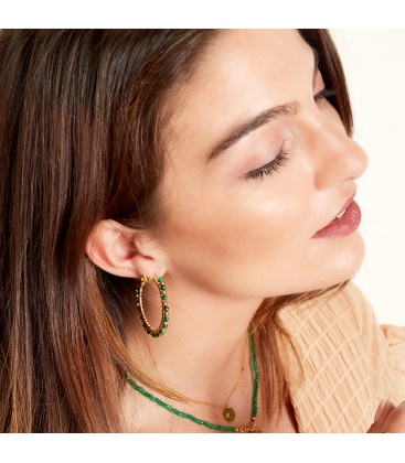 Roze met goudkleurige kralen oorbellen