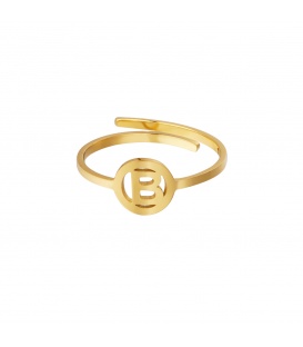 Goudkleurige ring met initiaal B in cirkel