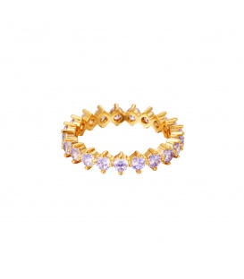 Goudkleurige ring met paarse zirkoonstenen (16)