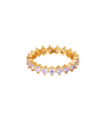 Goudkleurige ring met paarse zirkoonstenen (16)