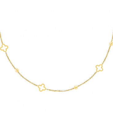 Goudkleurige halsketting met kleine open klavertjes