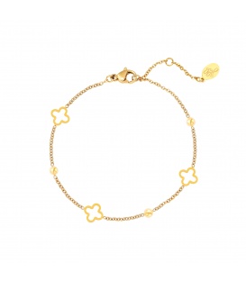 Goudkleurige armband met kleine open klavertjes