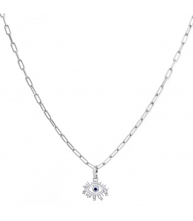 Zilverkleurige halsketting met een gedetailleerde oog als hanger