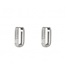 Zilverkleurige geweven rechthoekige oorbellen klein